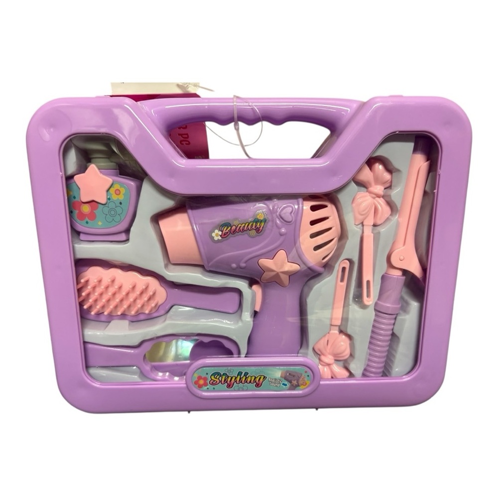 {NWT} Styling Beauty Hair Dressing Playset with Case Purple